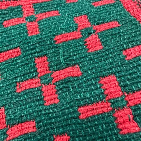 Vintage Tapestry Rug Throw Wall Hanging Hayim 1994 Christmas Red Green Fringe - Picture 7 of 10